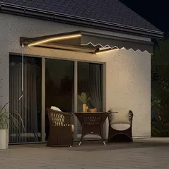 Outsunny 2 x 2.5m Electric Awning, with LED Light Strips - Grey - 2