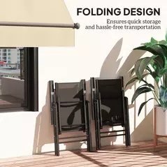 Outsunny Set of 2 Folding Garden Chairs, Aluminium Frame Outdoor Dining Chairs with Breathable Mesh Back and Seat, Garden Folding Chair Set with Armrests for Balcony, Black - 6