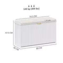 HOMCOM Elegant Eight Shoe Bench, with Top Seat - White - 3