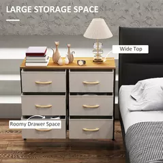 HOMCOM Fabric Chest of Drawers, Industrial Bedroom Dresser with 6 Fabric Drawers, Steel Frame and Wooden Top for Nursery, Living Room, Hallway, Cream White - 4