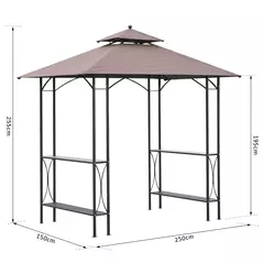 Outsunny 2.5 x 1.5m BBQ Tent Canopy Patio Outdoor Awning Gazebo Party Sun Shelter - Coffee - 3