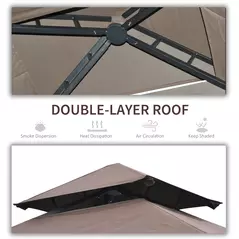 Outsunny 2.5 x 1.5m BBQ Tent Canopy Patio Outdoor Awning Gazebo Party Sun Shelter - Coffee - 4