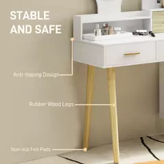 HOMCOM Elegant Dressing Table, with Storage - White - 6