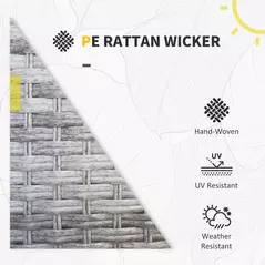 Outsunny 5-Piece Rattan Patio Furniture Set with Corner Sofa, Footstools, Coffee Table, for Poolside, Grey - 5