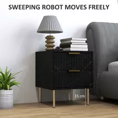 HOMCOM Elegant Two-Drawer Bedside Table - Black - 6