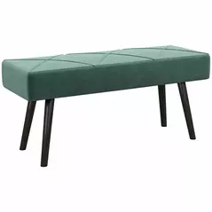 HOMCOM End of Bed Bench with X-Shape Design and Steel Legs, Upholstered Hallway Bench for Bedroom, Green - 1