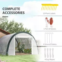 Outsunny 4 x 3(m) Walk-In Tunnel Greenhouse, with Accessories - White - 8