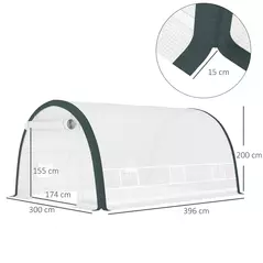 Outsunny 4 x 3(m) Walk-In Tunnel Greenhouse, with Accessories - White - 3