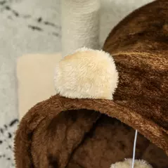 PawHut 47cm Small Cat Tree w/ Scratching Post, Bed, Cat Tunnel, Toy Ball, Dark Brown - 9