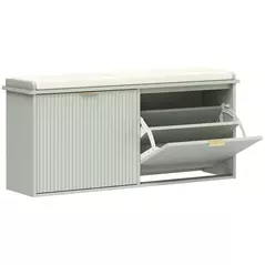 HOMCOM Elegant Ten Shoe Bench, with Top Seat - Green - 1