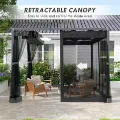 Outsunny 3 x 3m Aluminium Frame Pergola, with Retractable Roof - Dark Grey - 4