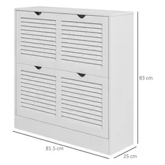 HOMCOM 2 Drawers Entryway Shoe Cabinet, Narrow Shoe Storage Cabinet with 2 Flip Drawers, Louvred Door Design and Adjustable Shelves for 16 Pairs of Shoes, White - 3