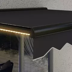 Outsunny 2 x 2.5m Electric Awning, with LED Light Strips - Grey - 9