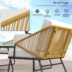 Outsunny Four-Piece Rattan Strong Panel Outdoor Sofa Set - Natural - 5