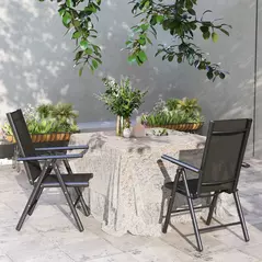 Outsunny Set of 2 Folding Garden Chairs, Aluminium Frame Outdoor Dining Chairs with Breathable Mesh Back and Seat, Garden Folding Chair Set with Armrests for Balcony, Black - 9