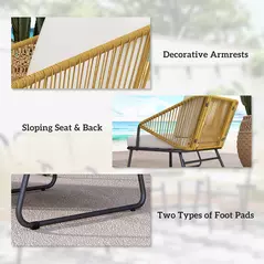 Outsunny Four-Piece Rattan Strong Panel Outdoor Sofa Set - Natural - 7