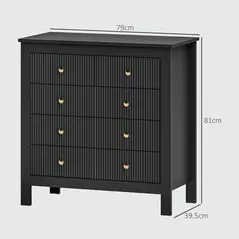 HOMCOM Elegant Chest of Five Drawers - Black - 3