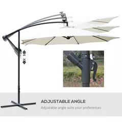 Outsunny Umbrella Parasol W/Solar Powered LED strips, Φ2.95x2.45H m-Cream - 5