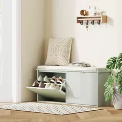 HOMCOM Elegant Ten Shoe Bench, with Top Seat - Green - 2