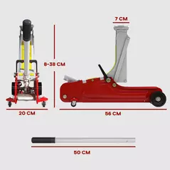 HOMCOM Low Profile Jack, Hydraulic Racing Floor Jack, 8-38cm Lifting Range, 2.5 Ton Capacity, Red - 3