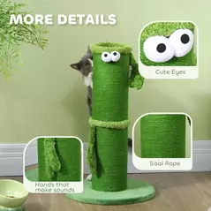 PawHut 63cm Cat Scratching Post for Indoor Cats, with Sisal Rope Cover, Large Base, Green - 5