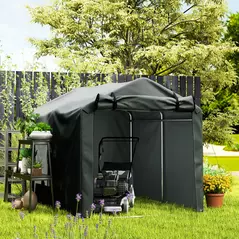 Outsunny 2.2 x 1.6 m Garden Storage Tent, Waterproof Anti-UV Bike Tent with Roll-up Zipper Door, Galvanised Outdoor Storage Shelter Carport for Bike, Motorbike, Garden Tools, Dark Grey - 9