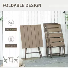Outsunny 3 Piece Foldable Garden Bistro Set Patio Furniture Set with Table and 2 Chairs for Conservatory Balcony Terrace, Grey - 5