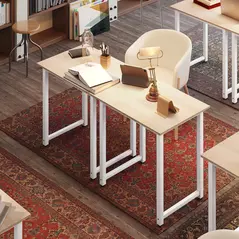 HOMCOM Computer Desk, Writing Table, 80 x 60 x 76cm Workstation for Home Office, Study with Metal Frame, Simple Assembly, White - 7