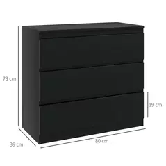 HOMCOM Chest of Three Drawers - Black - 3