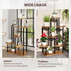 Outsunny Seven Wooden Shelf Plant Stand - 7