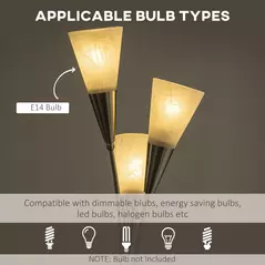 HOMCOM 3-Light Upright Floor Lamps for Living Room, Modern Standing Lamp for Bedroom with Steel Base, Bulb not Included, Silver - 6