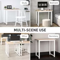 HOMCOM Computer Desk, Writing Table, 80 x 60 x 76cm Workstation for Home Office, Study with Metal Frame, Simple Assembly, White - 6