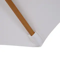 Outsunny 3(m) Garden Parasol, Pulley Operated Patio Umbrella, Wooden Table Market Umbrella with Rope Pulley Mechanism and 8 Ribs, Cream White - 8