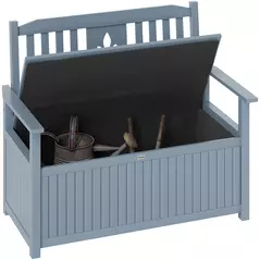 Outsunny Two-Seater Wooden Storage Bench - Grey - 1