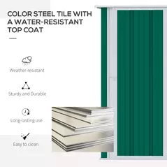 Outsunny 5ft x 3ft Garden Storage Shed, Outdoor Metal Shed with Sloped Roof, Lockable Door for Tools, Equipment, Green - 4