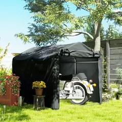 Outsunny 2.2 x 1.6 m Garden Storage Tent, Waterproof Anti-UV Bike Tent with Roll-up Zipper Door, Galvanised Outdoor Storage Shelter Carport for Bike, Motorbike, Garden Tools, Dark Grey - 2