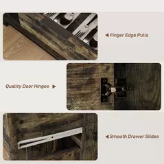 HOMCOM Sideboard, Industrial Storage Cabinet with Doors, Drawer, Cupboard and Adjustable Shelves for Living Room, Dining Room, Hallway, Rustic Brown - 7