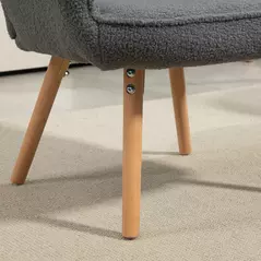 HOMCOM Teddy Fleece Wingback Accent Chair - Grey - 8