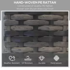 Outsunny Outdoor Sun Lounger, Rattan Wicker Chaise Recliner with 5-Level Adjustable Backrest and 2 Wheels - 7