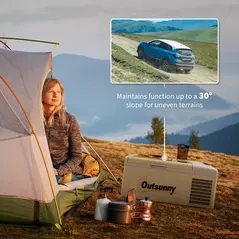 Outsunny 16L Portable Car Fridge, -20℃ to 10℃ Adjustable Temperature - Khaki/Grey - 7