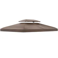 Outsunny 3x4m Gazebo Replacement Roof Canopy 2 Tier Top UV Cover Garden Patio Outdoor Sun Awning Shelters, Brown  (TOP COVER ONLY) - 1