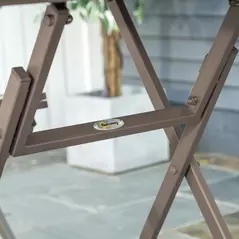 Outsunny 3 Piece Foldable Garden Bistro Set Patio Furniture Set with Table and 2 Chairs for Conservatory Balcony Terrace, Grey - 8