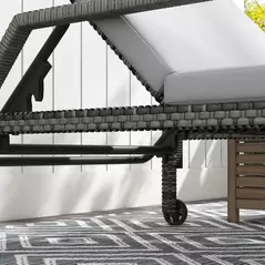 Outsunny Outdoor Sun Lounger, Rattan Wicker Chaise Recliner with 5-Level Adjustable Backrest and 2 Wheels - 9