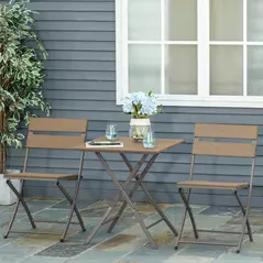 Outsunny 3 Piece Foldable Garden Bistro Set Patio Furniture Set with Table and 2 Chairs for Conservatory Balcony Terrace, Grey - 9