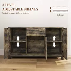 HOMCOM Sideboard, Industrial Storage Cabinet with Doors, Drawer, Cupboard and Adjustable Shelves for Living Room, Dining Room, Hallway, Rustic Brown - 5