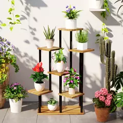 Outsunny Seven Wooden Shelf Plant Stand - 9