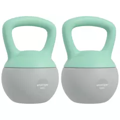 SPORTNOW 2 x 6kg Soft Kettlebell, Kettle Bell with Non-Slip Handle, for Home Gym, Strength Training, Cardio - Grey and Green - 1