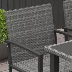 Outsunny Outdoor Dining Set 5 Pieces Patio Conservatory with Tempered Glass Tabletop,4 Dining Chairs - Grey - 9