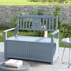 Outsunny Two-Seater Wooden Storage Bench - Grey - 7