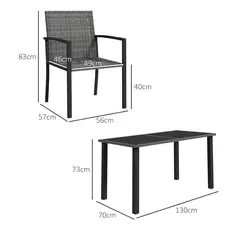 Outsunny Outdoor Dining Set 5 Pieces Patio Conservatory with Tempered Glass Tabletop,4 Dining Chairs - Grey - 3